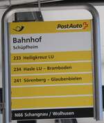 (273'824) - PostAuto-Haltestellenschild - Schpfheim, Bahnhof - am 11.