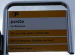 (268'404) - +P-Haltestellenschild - La Brvine, poste - am 24.