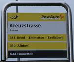 (260'299) - PostAuto-Haltestellenschild - Stans, Kreuzstrasse - am 12.