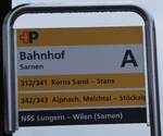 (275'751) - +P-Haltestellenschild - Sarnen, Bahnhof - am 23.