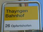 (161'757) - SB-Haltestellenschild - Thayngen, Bahnhof - am 6.