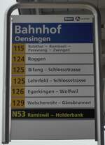 (175'302) - A-welle/PostAuto-Haltestellenschild - Oensingen, Bahnhof - am 2.