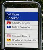 (278'964) - BSU/PostAuto-Haltestellenschild - Solothurn, Baseltor - am 16.