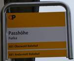 (266'870) - +P-Haltestellenschild - Furka, Passhhe - am 8.