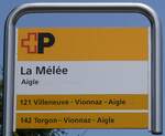 (276'696) - +P-Haltestellenschild - Aigle, La Mle - am 14.