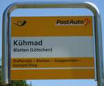 (146'243) - PostAuto-Haltestellenschild - Blatten (Ltschen), Khmad - am 5.