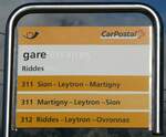 (244'237) - PostAuto-Haltestellenschild - Riddes, gare - am 27.