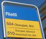 (218'735) - ZVV/PostAuto-Haltestellenschild - Oberglatt, Rietli - am 18.