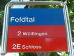 (206'663) - SBW-Haltestellenschild - Winterthur, Feldtal - am 23.