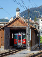 Ein Blick in die Remise der MGB beim Bahnhof Disentis/Mustér am 07.09.2021.