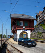 Über dem Genfersee, der Bahnhof Chamby am 27.05.2023.