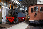 Die G 5/5 99 193 (ex DR 99 193, ex DB 99 193) der Museumsbahn Blonay–Chamby am 27.05.2023 im Museum Chaulin.