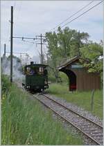 Die LEB G 3/3 (1890) ist bei Chantemerle als  Lokzug  auf dem Weg nach Blonay.