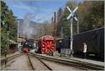 La DER de la Saison / Das Saison Ende der Blonay Chamby Bahn 2024 - Seit einigen Jahren zeigt die Blonay Chamby Bahn zu Saison Ende mit einem etwas verdichteten Fahrplan noch einmal ihrer herrlichen Fahrzeuge im Einsatz. 
Die SEG G 2x 2/2 der Blonay-Chamby Bahn dampft in Chaulin in die Lokbehandlung. 

27. Okt. 2024