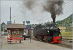 Die SEG G 2x 2/2 105 der Blonay-Chamby Bahn wartet in Blonay auf die Abfahrt nach Chaulin.