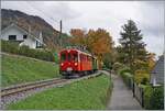 La DER de la Saison / Das Saison Ende der Blonay Chamby Bahn 2025 - Seit einigen Jahren zeigt die Blonay Chamby Bahn zum Saison Ende mit einem verdichteten Fahrplan noch einmal ihre herrlichen Fahrzeuge im Einsatz: Mit dem RhB ABe 4/4 I 35 an der Spitze ist der Riviera Belle Epoque Zuge 358152 kurz vor Blonay auf der Fahrt von Chaulin nach Vevey. 

26. Oktober 2025