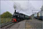 Blonay - Chamby - La Der 2026 - 60 apr�s les CEV (Saison Ende der Blonay Chamby Bahn, 60 Jahre nach dem Betriebsschluss der CEV). Die SEG G 2x 2/2 105 erreicht mit dem Dampfzug 10539 von Blonay nach Chamby den Bahnhof von Chamby. Der Zug endet hier.  ...