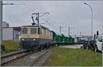 Die IRSI/IGE  Rheingold  Re 4/4 II 11387 (Re 421 387-2) im Dienste der BAM MBC verlässt mit ihrem Kieszug nach Apples das Industriegelände bei Gland.

22. Feb. 2024 