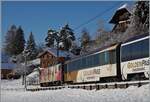 Auch dieses Winterbild mit einem der letzten GDe 4/4 (Serie 6000) Eins�tze mit einem GoldenPass Panoramic vermag eher die Herzen zu erw�rem, als einen kalten Schauer zu erzeugen. 
Das Bild entstand bei Les Avants, der Zug ist auf der Fahrt von Zweisimmen nach Montreux. 

2. Dezember 2020