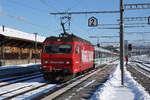 sob-sudostbahn/534975/sob-voralpen-express-mit-zwei-re-456 SOB: Voralpen-Express mit zwei Re 456 nach Arth-Goldau bei der Einfahrt Rapperswil am 6. Januar 2017.
Foto: Walter Ruetsch