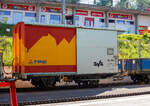 Der zweiachsige gedeckte Güterwagen mit Bremserbühne tpc BVB Gk 706 (K 206), ist am 10 September 2023 in Villars-sur-Ollon abgestellt.