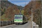 Der TPC Beh 4/8 591 ist kurz nach les Planches auf dem Weg nach Le S�pey bzw.