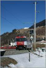 Weitaus angenehmer als beim vorangegangenen  Bild erscheint die erholsame Landschaft bei Bergün.
Ge 4/4 III 650 mit einem Albula Schnellzug nach St.Moritz kurz nach Bergün.
16. März 2013
