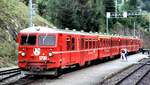 RhB Ge 4/4 I U Nr.601 mit Wendezug und Steuerwagen Nr.1731 in Filisur auf der Strecke Filisur - Davos im Einsatz im August 1990.