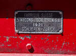SWS Fabrikschild (französisch, in Deutsch Schweizerischen Waggonfabrik Schlieren) von dem ehemaligen Martigny-Châtelard-Bahn (MC) Triebwagen ABDeh 4/4 32  le tracteur  ( der Traktor ) vom