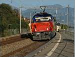Kleine Lok auf grosser Fahrt: die Eem 923 023-6 eilt mit einem Güterzug durch St-Saphorin.