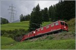 Die beiden RhB Ge 4/4 I 603 und 602 auf der obersten Ebene oberhalb von Bergün / Bravuogn auf der Fahrt Richtung Albula.