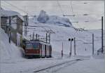 Im Hochgebirge kann das Wetter sehr rasch ändern... GGB Beh 4/8 3042 in Riffelberg 2585 müM. 27. Feb. 2014 