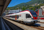   Der Tilo (Treni Regionali Ticino Lombardia) ETR 525 (SBB 523 019) am 22.06.2016 im Bahnhof Locarno.