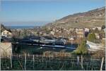 Der CEB MVR ABeh 2/6 7502  Blonay  beim Halt an der neuen Haltestelle Vevey Vignerons, welche Clies und Gilamont ablöst und gegen den leider nicht erfolgreichen, aber kräftigen Widerstand der Anwohner