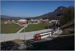 Nach einem kurzen Aufenthalt in Broc Fabrique fhrt der TPF Meterspurzug, bestehend aus dem nun fhrenden ABt 223, dem Bt 224 und dem schiebenden Be 4/4 124 wieder nach Bulle zurck.