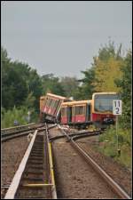 Aus noch ungeklrter Ursache entgleiste ein Zug der S-Bahn Berlin kurz hinter dem Bahnhof Berlin Tegel.