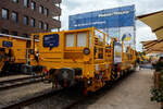 Plasser & Theurer präsentierte auf der 29. Internationale Ausstellung Fahrwegtechnik 2025 (iaf) in Münster (hier am 20 Mai 2025), den StabilizingTrailer (DGS-Anhänger) zur Modulare Funktionserweiterung von Plasser & Theurer Stopfmaschi ...