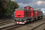 T466.0286 rangiert mit ein ex-CSD Taiatromel der Reihe 781 am 28 September 2025 in Benesov u Prahy.
