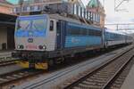 CD 362 131 steht miot zwei Verstärkerwagen für den Zapadny-Express (Plzen--Praha) am 30 Mai 2025 in Plzen hl.n. und wartet der mit 10 Minuten verspäteter Zapadny-Express aus München ab.