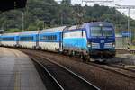 CD 193 290  Tedic  -noch mit die Merkmahle der EC-Diensten Hamburg<=>Berlin<=>Prag-  treft mit der InterJet aus Praha hl.n. nach Cheb am 18 September 2026 in Usti nad Labem hl.n. ein. Hier wird der Zug Kopf machen und weiter fahren nach Cheb. 