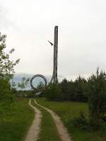 Denkmal fr Pilot und Flugzeugkonstrukteur Nestorov (1887-1914) bei Zhovkva, Ukraine 11-05-2014.