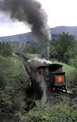 Mt Washington coq Railroad NH die Streckenfahrt beginnt am 01.06.1999.