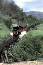 Mount Washington coq Railroad in NH, Lok 9 auf Streckenfahrt am 01.06.1998.