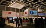 Messestand des spanischen Herstellers Construcciones y Auxiliar de Ferrocarriles (CAF) auf der InnoTrans 2014 in Berlin.