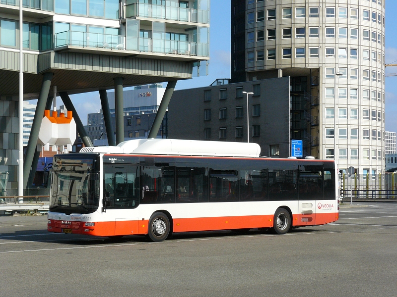 Veolia Nummer 6721 MAN Lion City Bus, Den Haag Centraal Station 12-09-2009.